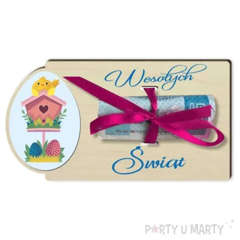 karnet kurczak wesolych swiat drewniana 125x65 mm