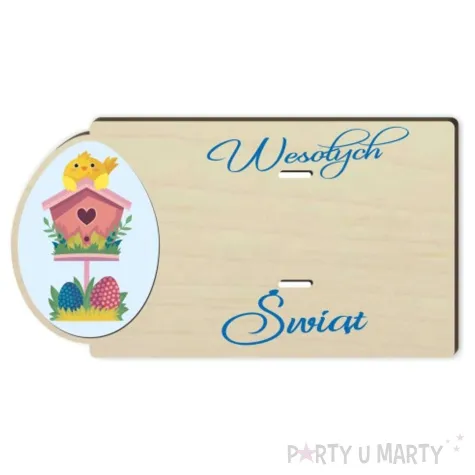 karnet kurczak wesolych swiat drewniana 125x65 mm