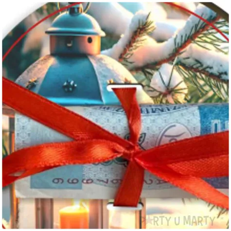 karnet na banknot bombka lampion 80x95 mm