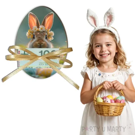 karnet na banknot jajko krolik i pisanki wesolych swiat prezent na wielkanoc 12 5 x 8 5 cm