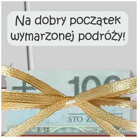 karnet na banknot na dobry poczatek wymarzonej podrozy 130x130 mm