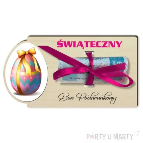 karnet pisanka bon podarunkowy drewniana 125x65 mm