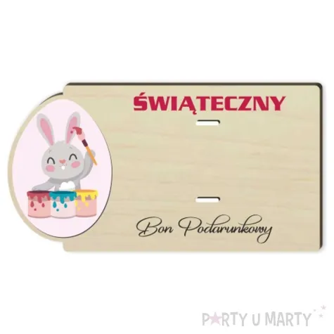 karnet zajaczek bon podarunkowy drewniana 125x65 mm