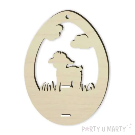 karnet zawieszka pisanka z barankiem drewniana 110x80 mm