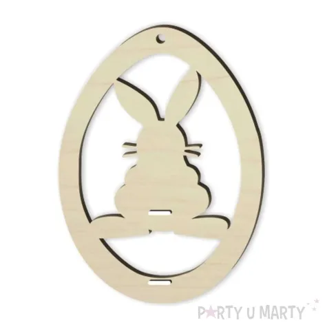 karnet zawieszka pisanka z zajaczkiem drewniana 110x80 mm