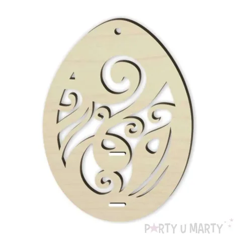 karnet zawieszka pisanka z zawijaskiem drewniana 110x80 mm