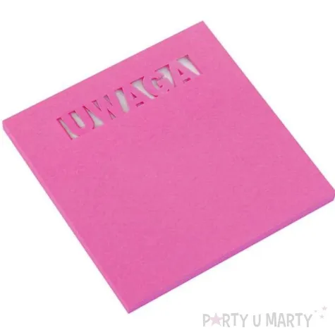 karteczki samoprzylepne z wycieciem uwaga rozowe d rect 75 x 75 mm 50 kartek