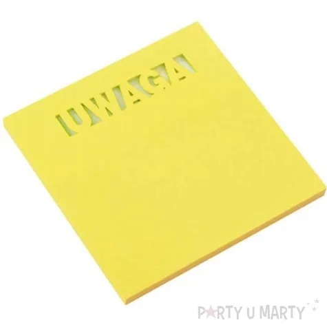 karteczki samoprzylepne z wycieciem uwaga zolty d rect 75 x 75 mm 50 kartek