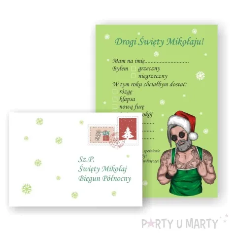 kartka list do mikolaja dla niego a5 koperta