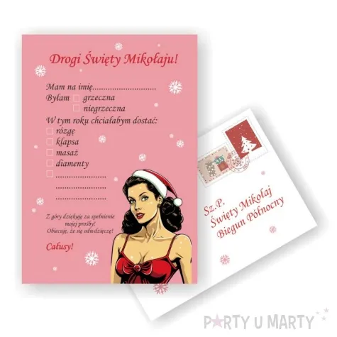 kartka list do mikolaja dla niej a5 koperta