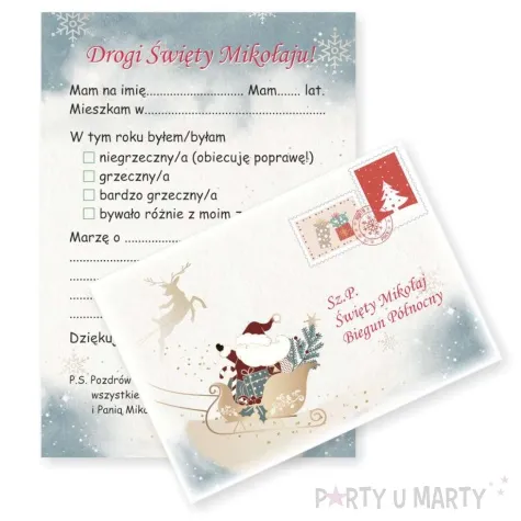 kartka list do mikolaja pastel a5 koperta