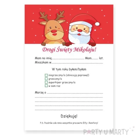 kartka list do mikolaja renifer z mikolajem a5 koperta