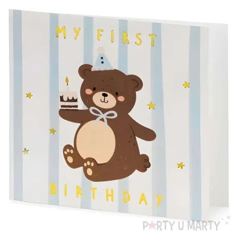 kartka okoliczno ciowa 1 urodziny misiek partydeco 14 x 14 cm
