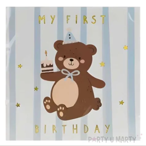 kartka okoliczno ciowa 1 urodziny misiek partydeco 14 x 14 cm