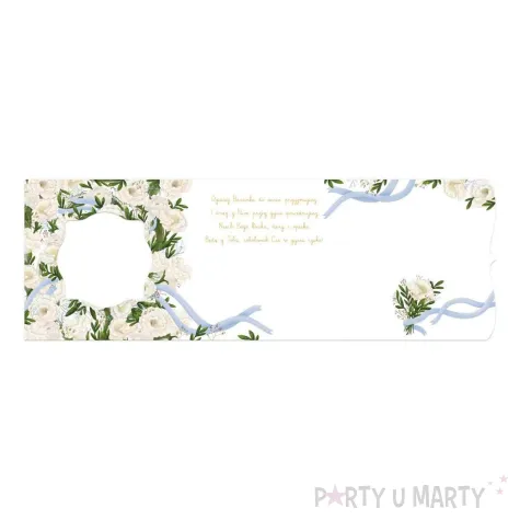 kartka okolicznosciowa biale kwiaty ihs prezent pamiatka na komunie swieta 15x15 cm