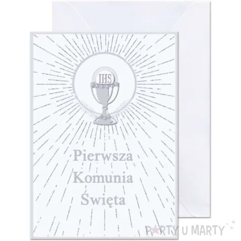 kartka okolicznosciowa ihs pierwsza komunia swieta kielich szara paw 15 4 x 15 4 cm