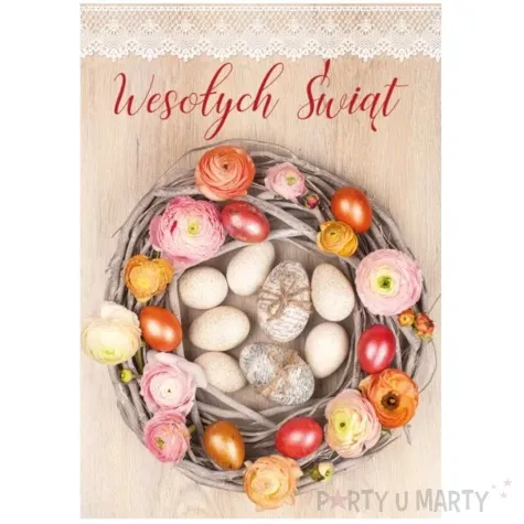 kartka okolicznosciowa laurka wielkanocna stroik i pisanki swiecka maki 11 7 x 16 7 cm