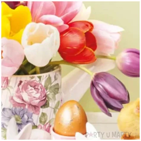 kartka okolicznosciowa laurka wielkanocna wazon z kwiatami i pisklak swiecka maki 11 7 x 16 7