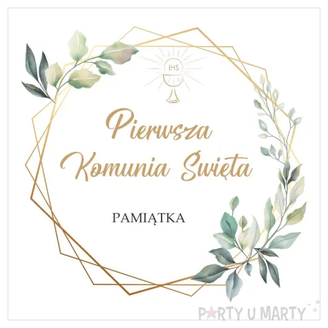 kartka okolicznosciowa mietowa geometria prezent pamiatka na komunie swieta 15x15 cm