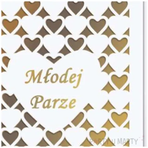 kartka okolicznosciowa mlodej parze zlote serca paw 12 5 x 17 6 cm