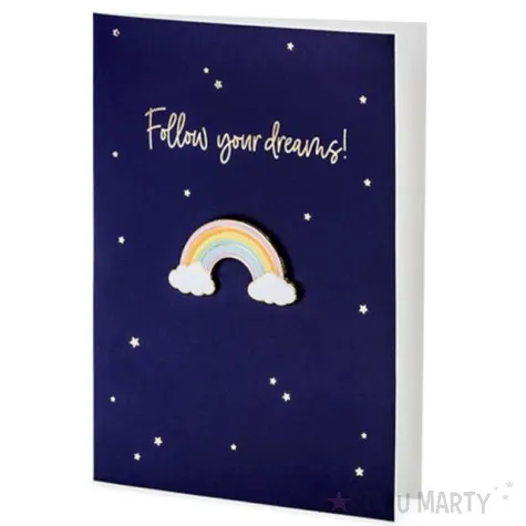 kartka okolicznosciowa tecza follow your dreams z koperta partydeco 10 5 x 14 8 cm