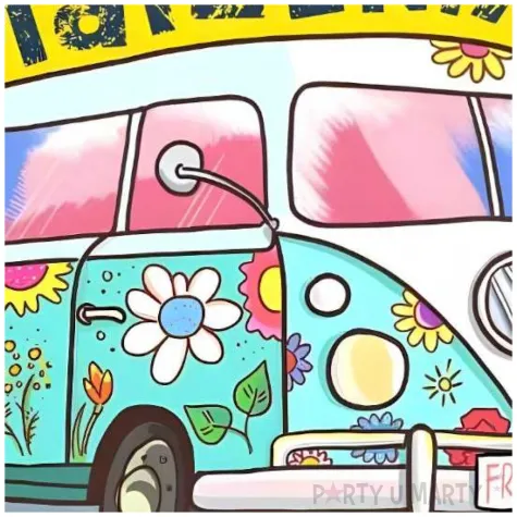 kartka okolicznosciowa urodziny hipisowski autobus henry 15 x 15 cm