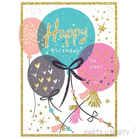 kartka okolicznosciowa urodziny kolorowe balony i gwiazdki henry b6