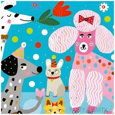 kartka okolicznosciowa urodziny pieski i kwiaty henry 15 x 15 cm