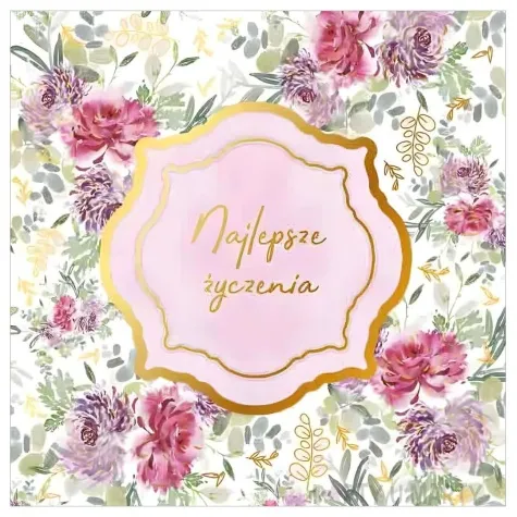 kartka okolicznosciowa urodziny rozowe kwiaty henry 15 x 15 cm
