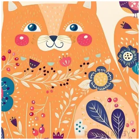 kartka okolicznosciowa urodziny rudy kot i kwiaty henry 15 x 15 cm