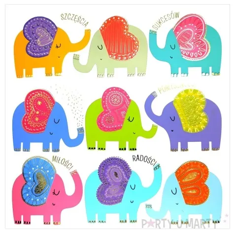 kartka okolicznosciowa urodziny sloniki henry 15 x 15 cm