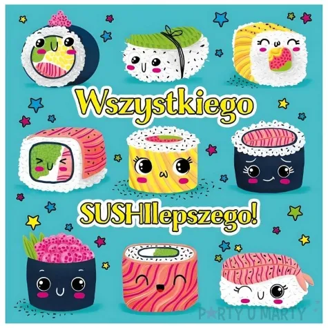 kartka okolicznosciowa urodziny sushi henry 15 x 15 cm