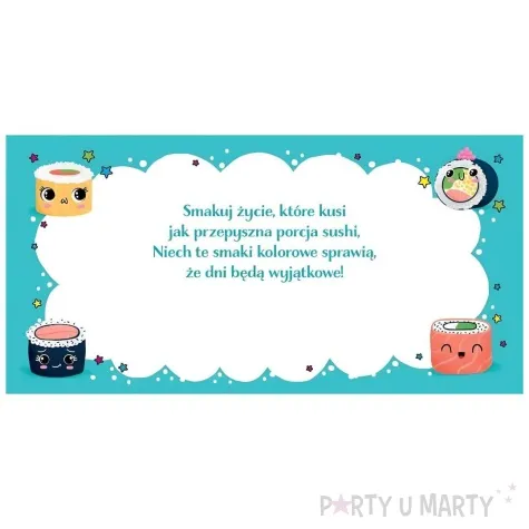 kartka okolicznosciowa urodziny sushi henry 15 x 15 cm