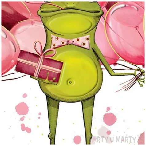 kartka okolicznosciowa urodziny zaba i balony henry 15 x 15 cm