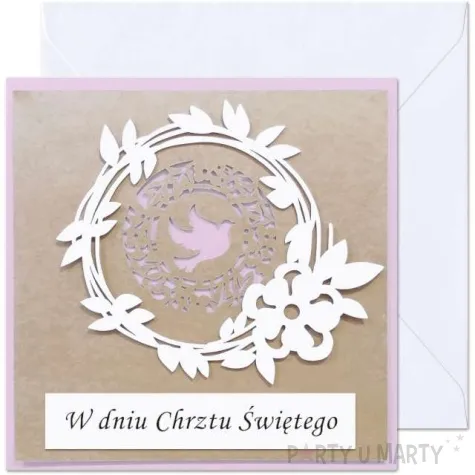 kartka okolicznosciowa w dniu chrztu sw dla dziewczynki paw 15 4 x 15 4 cm