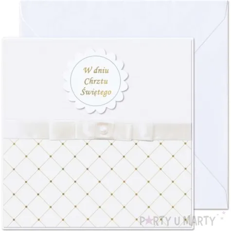 kartka okolicznosciowa w dniu chrztu sw zlota siatka paw 15 4 x 15 4 cm