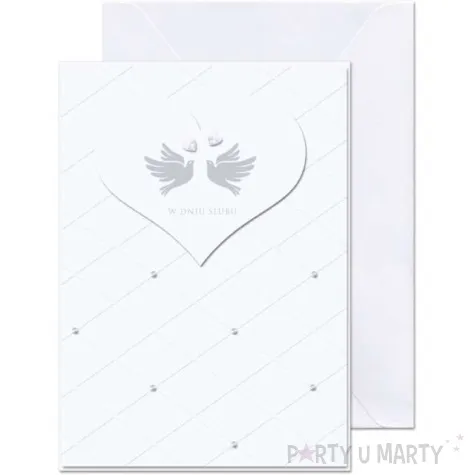kartka okolicznosciowa w dniu slubu 2 golabki paw 12 5 x 17 6 cm