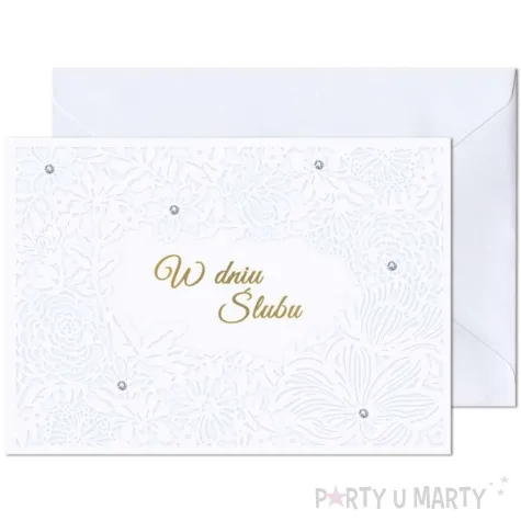kartka okolicznosciowa w dniu slubu azur kwiatowy paw 17 6 x 12 5 cm