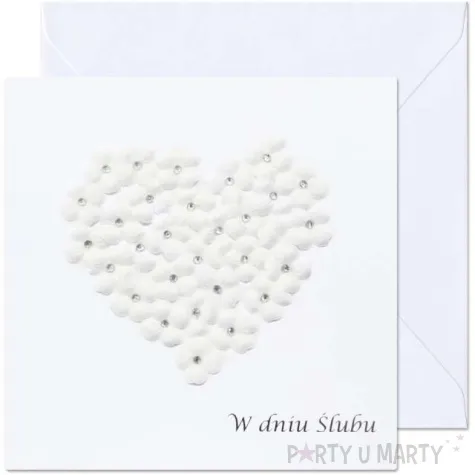 kartka okolicznosciowa w dniu slubu cyrkoniowe serce paw 15 4 x 15 4 cm