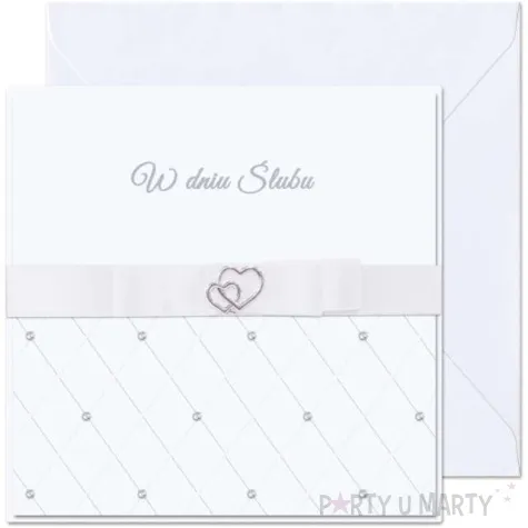 kartka okolicznosciowa w dniu slubu kokardka paw 15 4 x 15 4 cm