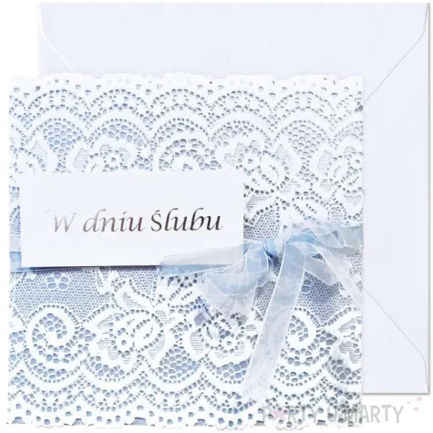 kartka okolicznosciowa w dniu slubu koronka paw 15 4 x 15 4 cm