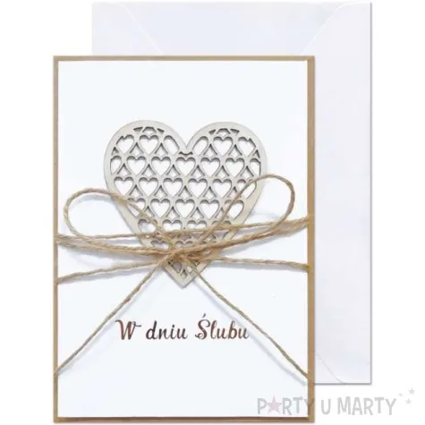 kartka okolicznosciowa w dniu slubu sznurek paw 12 5 x 17 6 cm