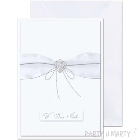 kartka okolicznosciowa w dniu slubu wstazka paw 12 5 x 17 6 cm