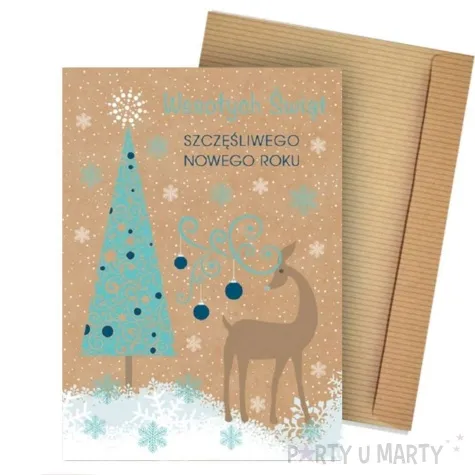 kartka okolicznosciowa wesolych swiat eko choinka z reniferem maki b6
