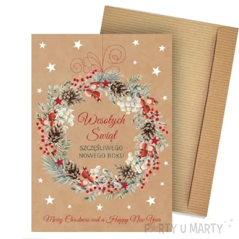 kartka okolicznosciowa wesolych swiat eko wieniec maki b6