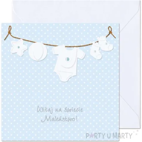 kartka okolicznosciowa witaj na swiecie malenstwo blekit paw 15 4 x 15 4 cm