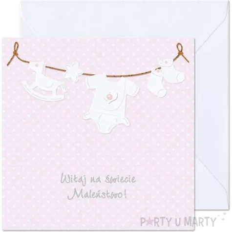 kartka okolicznosciowa witaj na swiecie malenstwo roz paw 15 4 x 15 4 cm