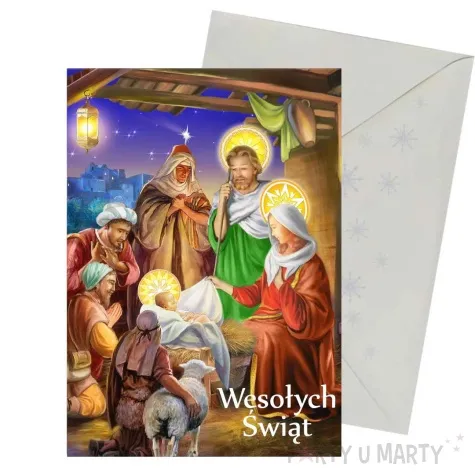 kartka okolicznosciowa z oplatkiem wesolych swiat trzej krolowie wzor 2 maki b6