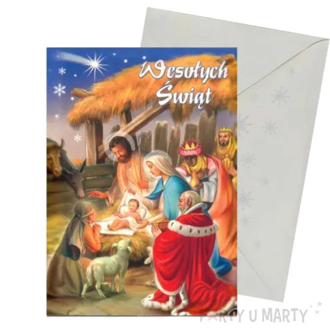 kartka okolicznosciowa z oplatkiem wesolych swiat trzej krolowie wzor 3 maki b6