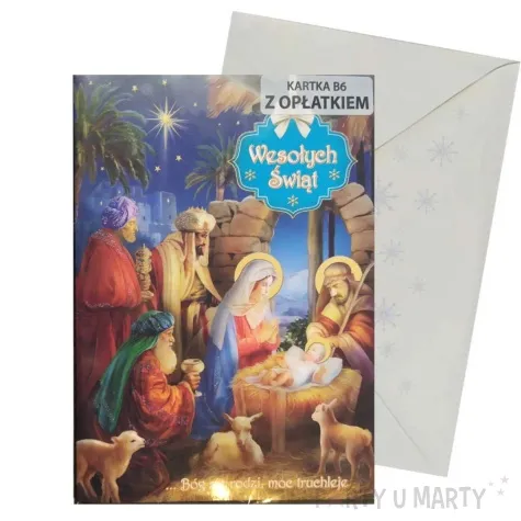 kartka okolicznosciowa z oplatkiem wesolych swiat trzej krolowie wzor 3 maki b6